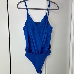 NWT Express Satin Faux Wrap Cami Thong Bodysuit